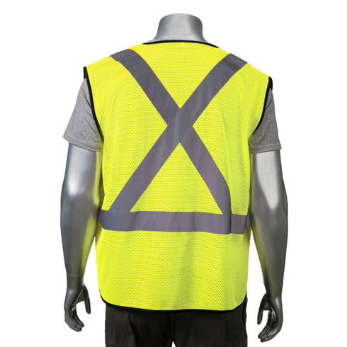 Class 2 Polyester Reflective Tape Safety Vest | Back side | Safety yellow