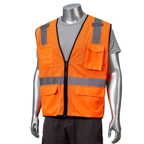 Class 2 Polyester Reflective Tape Safety Vest | Safety orange