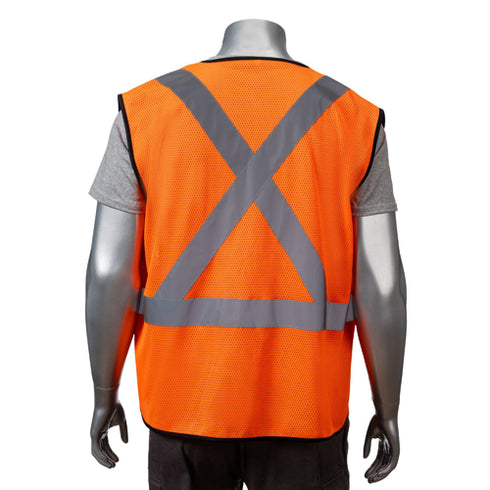 Class 2 Polyester Reflective Tape Safety Vest | Back side | Safety orange