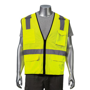Class 2 Polyester Reflective Tape Safety Vest | Front side | Safety yellow