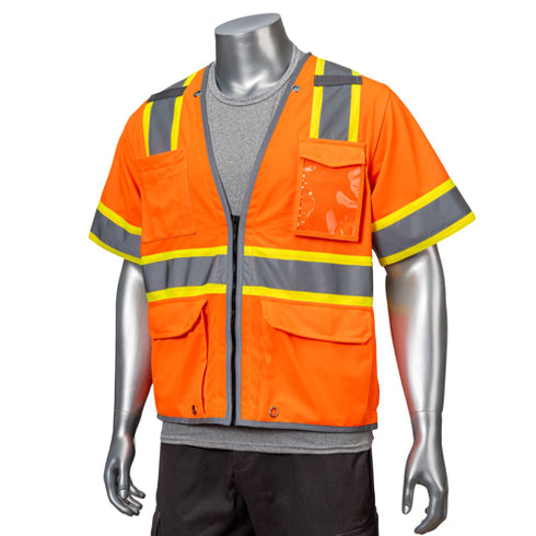 Class 3 3.8oz. Reflective Safety Vest with 4 Pockets | Safety orange