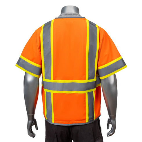 Class 3 3.8oz. Reflective Safety Vest with 4 Pockets | Back side | Safety orange