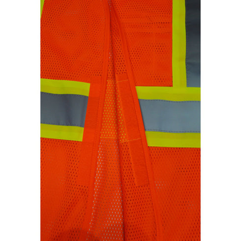 Class 3 3.8oz. Polyester Reflective Safety Hook & Loop Vest | Safety orange