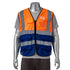 Class-2 Reflective Safety Vest With 4 Pockets | Front side | Safety orange-blue