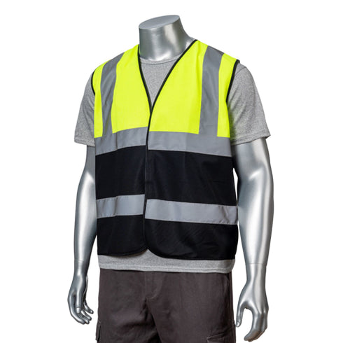 Class 2 Knitted Reflective Safety Loop & Hook Vest | Safety yellow-black
