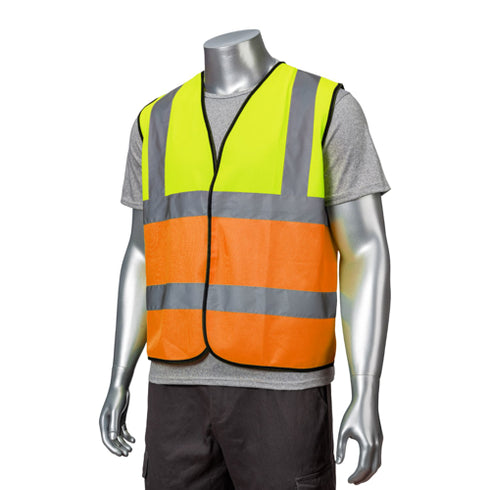 Class 2 Knitted Reflective Safety Loop & Hook Vest | Safety yellow-orange