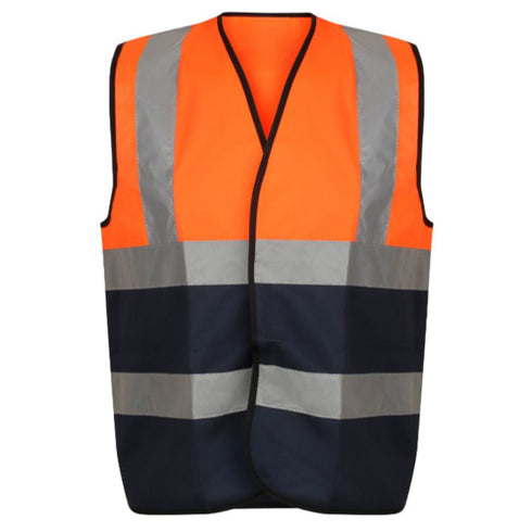 Class 2 Knitted Reflective Safety Loop & Hook Vest | Safety orange-black