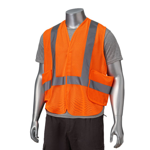 Class 2 Polyester Reflective Adjustable Safety Vest | Safety orange