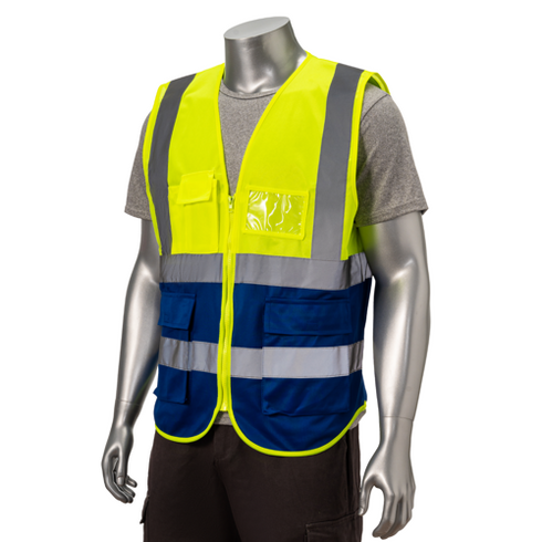 Class 2 3.8oz. Knitted Double Band Reflective Safety Vest With 4 Pockets
