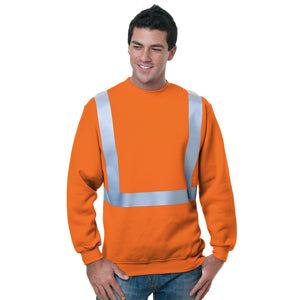 USA-Made Pre-Shrunk Class 2 Safety Sweatshirt | Safety orange