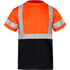 Class 3 Polyester Color Block Reflective Tape Safety T-Shirt W/ Pocket | Front side | Safety orange