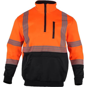 Class 3 C Hi Vis Reflective Tape Safety 1/4 Zipper | Safety orange