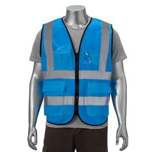 Class 2 3.8oz. Knitted Double Band Reflective Safety Vest | Safety blue